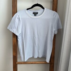 Karl Lagerfeld Blue T-Shirt With Detail Along Neckline